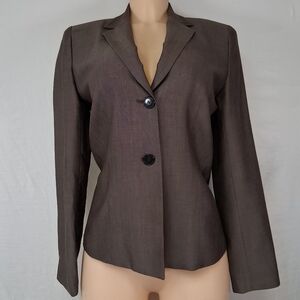 Ann Taylor Dark Brown Blazer Casual  Size 6  64% Wool